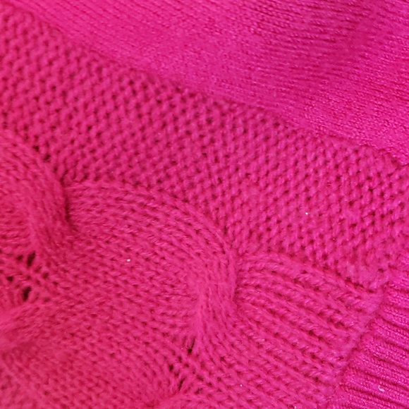 Long Fuchsia Cowl Neck Knit Sweater - Picture 6 of 6